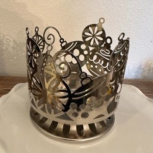 Bath & Body Works Large 3 Wick Candle Pedestal Holder - Christmas Ornaments